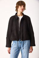 Kadın Regular Fit Crop Süet Ceket - Siyah