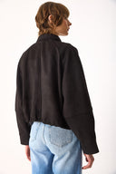 Kadın Regular Fit Crop Süet Ceket - Siyah