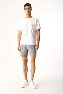 Erkek Relax Bisiklet Yaka Baskılı Regular Fit Tişört %100 Pamuk - Fildişi