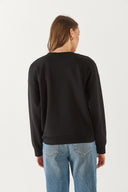 Kadın Rhona Bisiklet Yaka Pamuklu Sweatshirt - Siyah