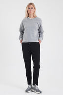 Kadın Rhona Bisiklet Yaka Regular Fit 3 İplik Sweatshirt - Gri Melanj