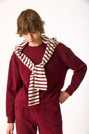 Kadın Rhona Bisiklet Yaka Regular Fit 3 İplik Sweatshirt %100 Pamuk - Bordo