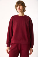 Kadın Rhona Bisiklet Yaka Regular Fit 3 İplik Sweatshirt %100 Pamuk - Bordo