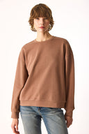 Kadın Rhona Bisiklet Yaka Regular Fit 3 İplik Sweatshirt %100 Pamuk - Kahverengi