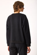 Kadın Rhona Bisiklet Yaka Regular Fit 3 İplik Sweatshirt %100 Pamuk - Siyah