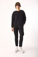 Kadın Rhona Bisiklet Yaka Regular Fit 3 İplik Sweatshirt %100 Pamuk - Siyah