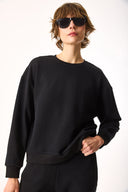 Kadın Rhona Bisiklet Yaka Regular Fit 3 İplik Sweatshirt %100 Pamuk - Siyah