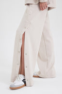 Kadın Ruby Geniş Paça Beli Lastikli Yanı Çıtçıtlı Jogging Pantolon (CUPRO) - Kemik