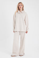 Kadın Ruby Geniş Paça Beli Lastikli Yanı Çıtçıtlı Jogging Pantolon (CUPRO) - Kemik