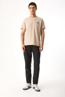 Erkek Sakura Baskılı Bisiklet Yaka Regular Fit Tişört %100 Pamuk - Vizon