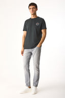 Erkek Sakura Baskılı Bisiklet Yaka Regular Fit Tişört %100 Pamuk - Antrasit