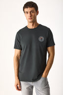 Erkek Sakura Baskılı Bisiklet Yaka Regular Fit Tişört %100 Pamuk - Antrasit