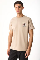 Erkek Sakura Baskılı Bisiklet Yaka Regular Fit Tişört %100 Pamuk - Vizon