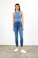 Kadın Sandra Halter Top Crop Atlet - Mavi