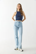 Kadın Sandra Halter Top Crop Atlet - Navy