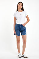 Kadın Sementa Bermuda Dark Blue Jean Şort %100 Pamuk - Dark Blue