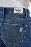 Kadın Sementa Bermuda Dark Blue Jean Şort %100 Pamuk - Dark Blue
