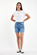 Kadın Sementa Bermuda Sky Blue Jean Şort %100 Pamuk - Sky Blue