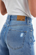 Kadın Sementa Bermuda Sky Blue Jean Şort %100 Pamuk - Sky Blue