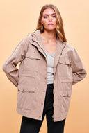 Kadın Sharon Kapüşonlu Gabardin Parka - Taba