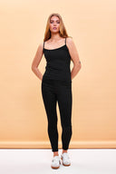Kadın Slim Fit İp Askılı Atlet - Siyah