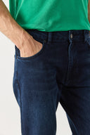 Erkek Smith Premium Blue Black Tapered Fit Jean Pantolon - Blue Black