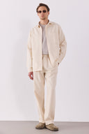 Erkek Steve Baggy Fit Beli Lastikli Naturel Pantolon %100 Pamuk - Naturel