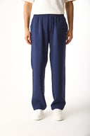 Erkek Steve Baggy Fit Beli Lastikli Pantolon (CUPRO) - Lacivert
