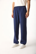 Erkek Steve Baggy Fit Beli Lastikli Pantolon (CUPRO) - Lacivert