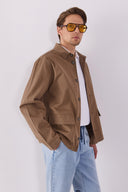 Erkek Tom Regular Fit Renkli Jean Ceket - Taba