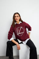 Kadın Vena Club Baskılı Sweatshirt - Bordo