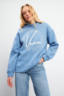 Kadın Vena Club Baskılı Sweatshirt - Mavi
