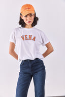 Kadın Vena Jeans Baskılı Bisiklet Yaka Regular Fit Tişört %100 Pamuk - Beyaz