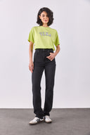 Kadın Vena Jeans Baskılı Bisiklet Yaka Regular Fit Tişört %100 Pamuk - LIME