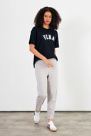 Kadın Vena Jeans Baskılı Bisiklet Yaka Regular Fit Tişört %100 Pamuk - Siyah