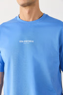 Erkek Vena Sports Baskılı Bisiklet Yaka Regular Fit Tişört %100 Pamuk - Mavi