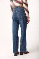 Kadın Wanda Dark Blue Wide Leg Jean Pantolon %100 Pamuk - Dark Blue