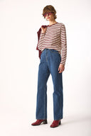 Kadın Wanda Dark Blue Wide Leg Jean Pantolon %100 Pamuk - Dark Blue