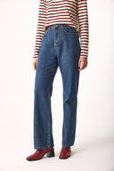 Kadın Wanda Dark Blue Wide Leg Jean Pantolon %100 Pamuk - Dark Blue