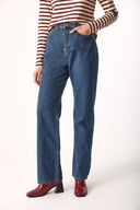 Kadın Wanda Dark Blue Wide Leg Jean Pantolon %100 Pamuk - Dark Blue