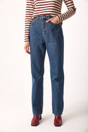 Kadın Wanda Dark Blue Wide Leg Jean Pantolon %100 Pamuk - Dark Blue