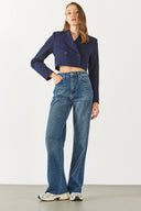 Kadın Wanda Ekstra Yüksek Bel Rigit Lyocell Dark Blue Wide Leg Jean Pantolon - Dark Blue