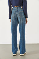 Kadın Wanda Ekstra Yüksek Bel Rigit Lyocell Dark Blue Wide Leg Jean Pantolon - Dark Blue