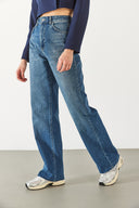 Kadın Wanda Ekstra Yüksek Bel Rigit Lyocell Dark Blue Wide Leg Jean Pantolon - Dark Blue