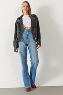 Kadın Wanda Lyocell Med Blue Wide Leg Jean Pantolon - Med Blue