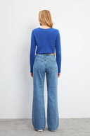 Kadın Wanda Med Blue Wide Leg Jean Pantolon (TENCEL)™ - Med Blue