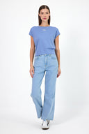 Kadın Wanda Sky Blue Wide Leg Jean Pantolon - Sky Blue