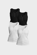 4lü Siyah Beyaz Kadın Matilda Düğme Detaylı Vücuda Oturan Atlet