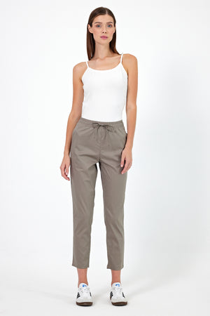 Alian Beli Lastikli Gabardin Pantolon - HAKİ
