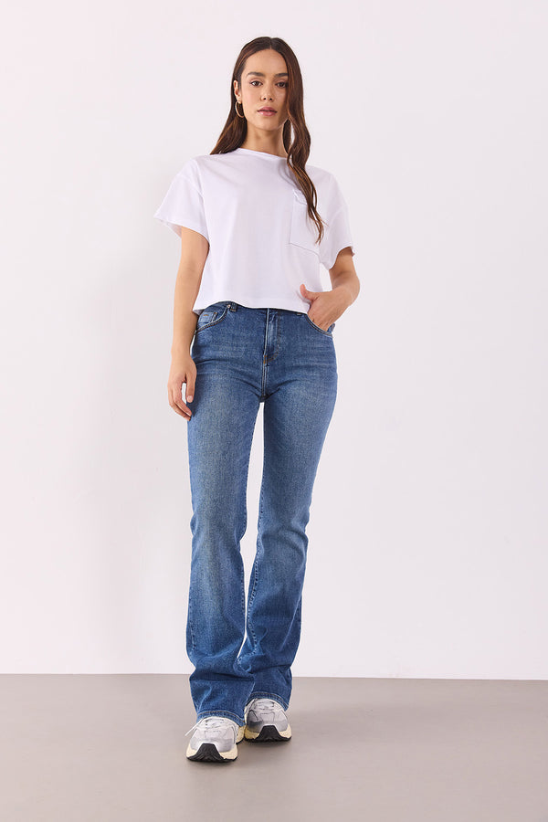Emilie Dirty Med Blue Bootcut Jean Pantolon - DIRTY MED BLUE